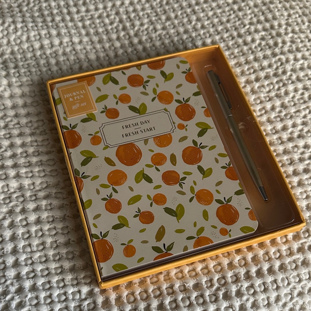 Orange and White Journal Set with Pen